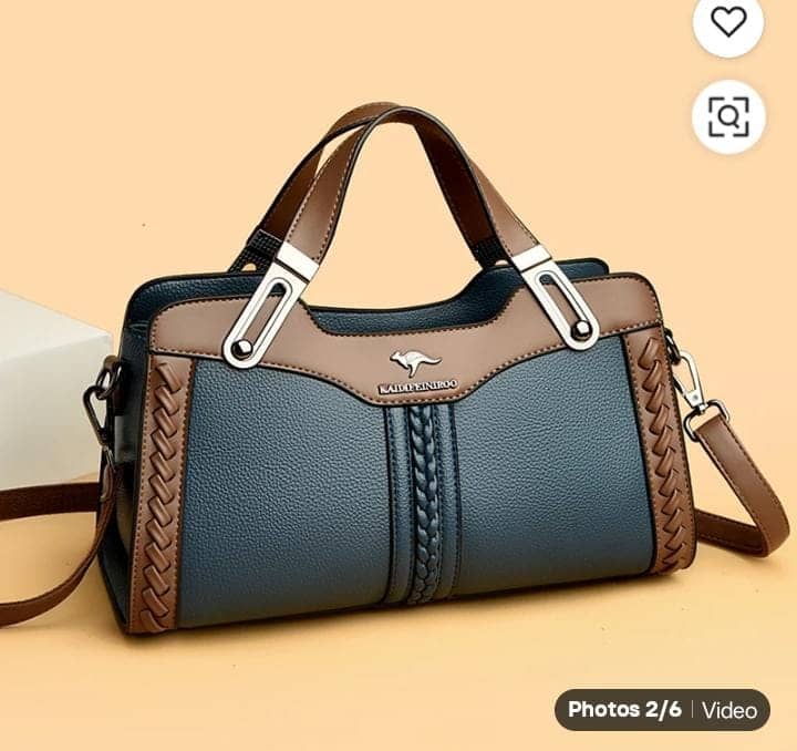 Sac à Main Cuir Kangourou Bleu Pétrole
